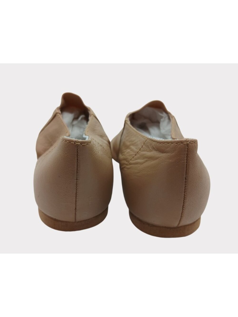 Bloch Tan Split Sole Slip On Jazz Shoe Size 5 Elastic Panel Rubber Sole Heel - Picture 6 of 11